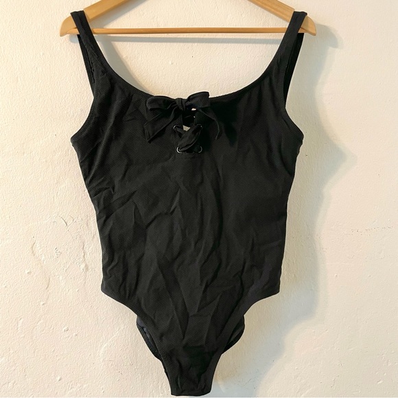J. Crew Other - J Crew Swimsuit Piqué Lace-up, Black Sz 8